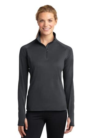 CHARCOAL GREY LST850 sport-tek ladies sport-wick stretch 1/2-zip pullover