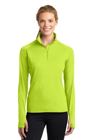 CHARGE GREEN LST850 sport-tek ladies sport-wick stretch 1/2-zip pullover
