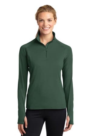 FOREST GREEN LST850 sport-tek ladies sport-wick stretch 1/4-zip pullover
