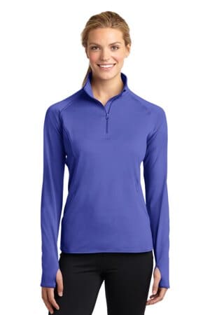 IRIS PURPLE LST850 sport-tek ladies sport-wick stretch 1/2-zip pullover