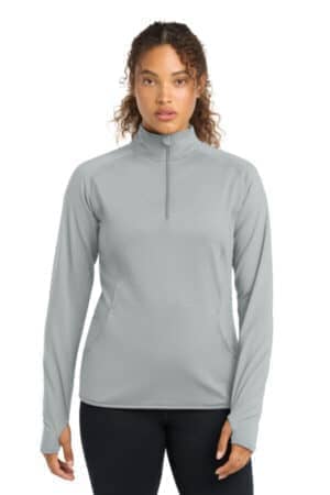 SILVER LST850 sport-tek women's sport-wick stretch 1/4-zip pullover