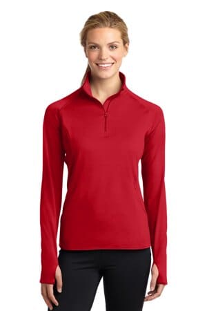 TRUE RED LST850 sport-tek ladies sport-wick stretch 1/4-zip pullover