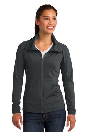 CHARCOAL GREY LST852 sport-tek ladies sport-wick stretch full-zip jacket