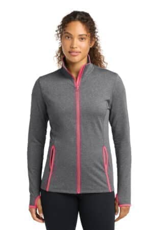 LST853 sport-tek women's sport-wick stretch contrast full-zip jacket