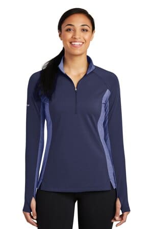 LST854 sport-tek ladies sport-wick stretch contrast 1/2-zip pullover