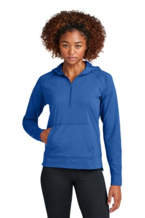 TRUE ROYAL LST856 sport-tek women's sport-wick stretch 1/2-zip hoodie