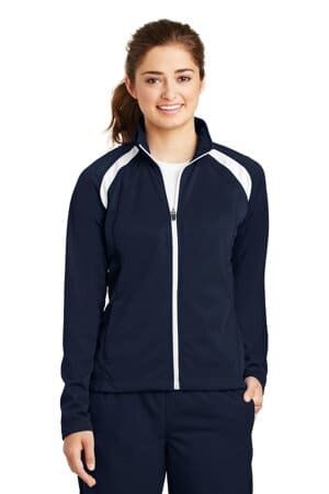 TRUE NAVY/ WHITE LST90 sport-tek ladies tricot track jacket