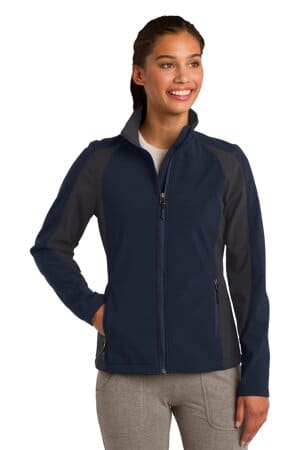 TRUE NAVY/ IRON GREY LST970 sport-tek ladies colorblock soft shell jacket