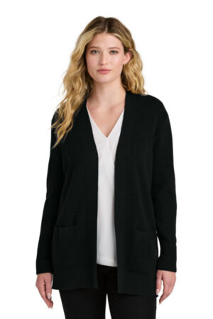 DEEP BLACK LSW2890 port authority women's easy care open-front cardigan sweater