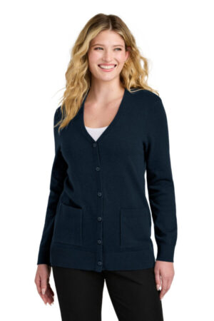 RIVER BLUE NAVY LSW4150 port authority women's easy care button-up cardigan sweater