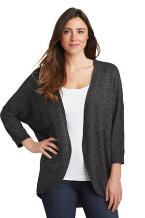 BLACK MARL LSW416 port authority ladies marled cocoon sweater