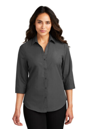 GRAPHITE LW102 port authority ladies 3/4-sleeve carefree poplin shirt
