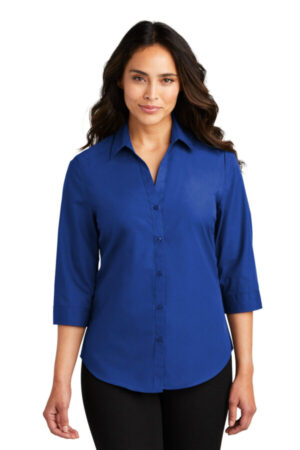 TRUE ROYAL LW102 port authority ladies 3/4-sleeve carefree poplin shirt