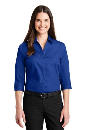 LW102 port authority ladies 3/4-sleeve carefree poplin shirt