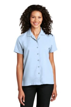 CLOUD BLUE LW400 port authority ladies short sleeve performance staff shirt
