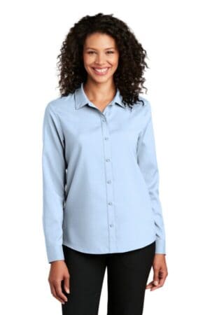 CLOUD BLUE LW401 port authority ladies long sleeve performance staff shirt