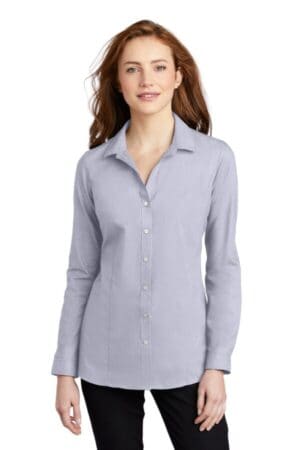 GUSTY GREY/ WHITE LW645 port authority ladies pincheck easy care shirt