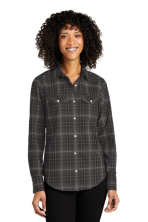 LW672 port authority ladies long sleeve ombre plaid shirt
