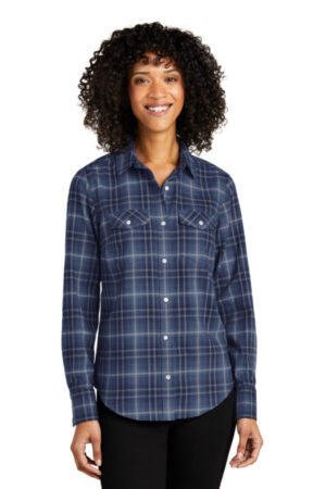 LW672 port authority ladies long sleeve ombre plaid shirt