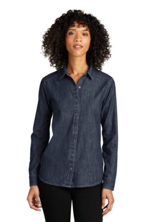 LW676 port authority ladies long sleeve perfect denim shirt