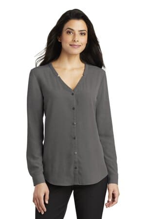 LW700 port authority ladies long sleeve button-front blouse