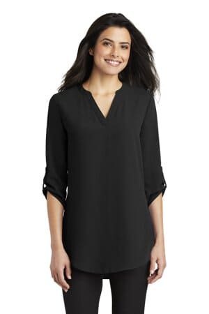 BLACK LW701 port authority ladies 3/4-sleeve tunic blouse