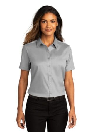 GUSTY GREY LW809 port authority ladies short sleeve superpro react twill shirt