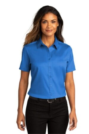 STRONG BLUE LW809 port authority ladies short sleeve superpro react twill shirt