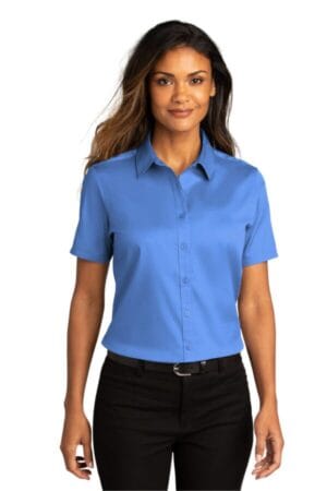 ULTRAMARINE BLUE LW809 port authority ladies short sleeve superpro react twill shirt