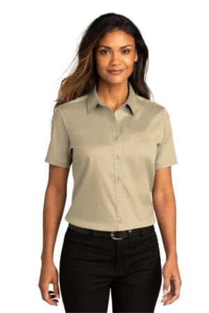 WHEAT LW809 port authority ladies short sleeve superpro react twill shirt