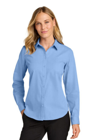 SWISS BLUE LW816 port authority women's long sleeve nailhead easy care shirt
