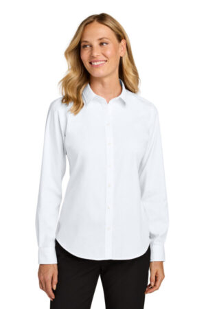 WHITE LW816 port authority women's long sleeve nailhead easy care shirt