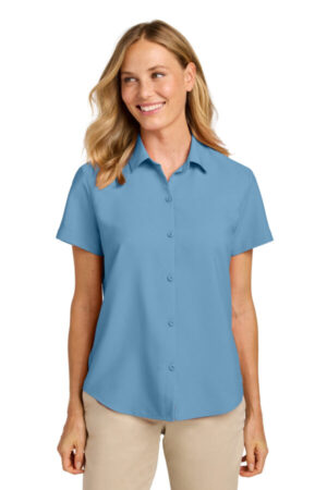 CAROLINA BLUE LW963 port authority women's short sleeve uv dockside shirt