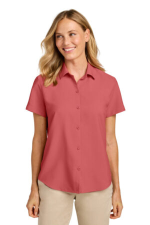 CORAL REEF LW963 port authority women's short sleeve uv dockside shirt