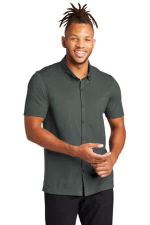 ANCHOR GREY MM1006 mercer mettle stretch pique full-button polo