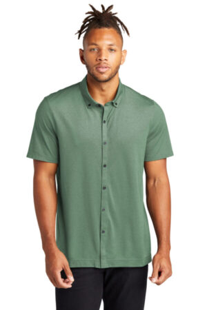 SAGE HEATHER MM1006 mercer mettle stretch pique full-button polo