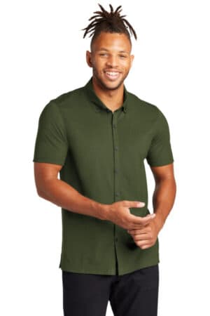 MM1006 mercer mettle stretch pique full-button polo