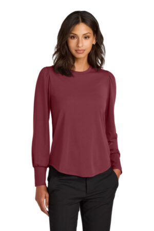 MM1019 mercer mettle women's stretch jersey long sleeve blouson top