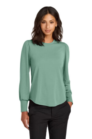 SAGE MM1019 mercer mettle women's stretch jersey long sleeve blouson top
