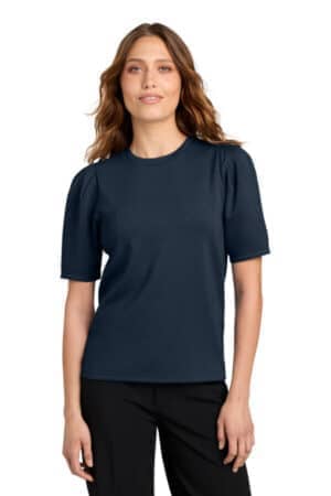 NIGHT NAVY MM1041 mercer mettle women's short sleeve lite spacer top