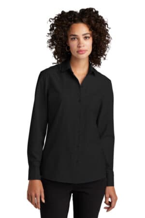 DEEP BLACK MM2001 mercer mettle women's long sleeve stretch woven shirt