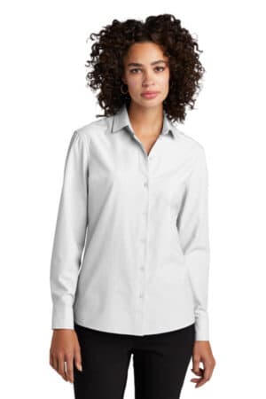 WHITE MM2001 mercer mettle women's long sleeve stretch woven shirt