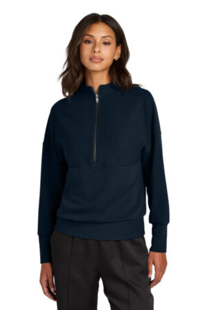NIGHT NAVY MM3041 mercer mettle women's linear texture 1/4-zip