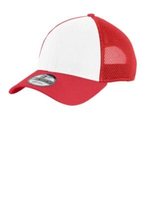 WHITE/ SCARLET RED NE204 new era snapback contrast front mesh cap