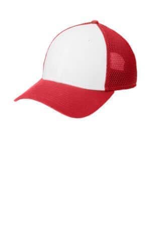 WHITE/ SCARLET RED NE204 new era snapback contrast front mesh cap