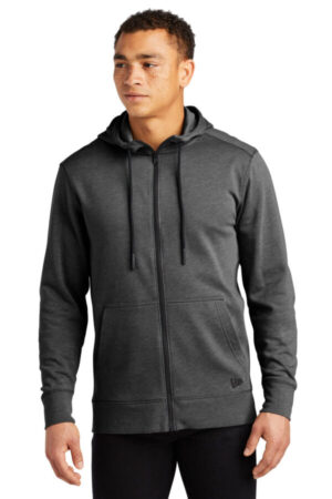 BLACK HEATHER NEA511 new era tri-blend fleece full-zip hoodie