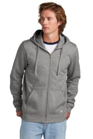 DARK HEATHER GREY NEA551 new era comeback fleece full-zip hoodie