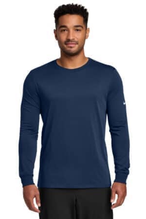 COLLEGE NAVY COLLEGE NAVY NKBQ5230 nike dri-fit cotton/poly long sleeve tee