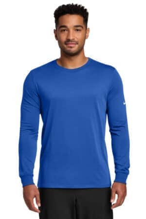 RUSH BLUE RUSH BLUE NKBQ5230 nike dri-fit cotton/poly long sleeve tee