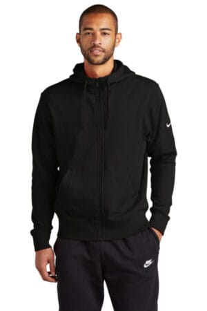 BLACK NKDR1513 nike club fleece sleeve swoosh full-zip hoodie